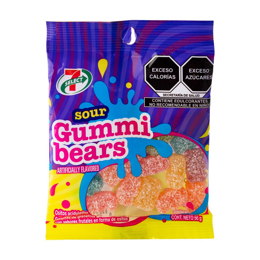 7-Select gomitas sour gummi bears (frutales)