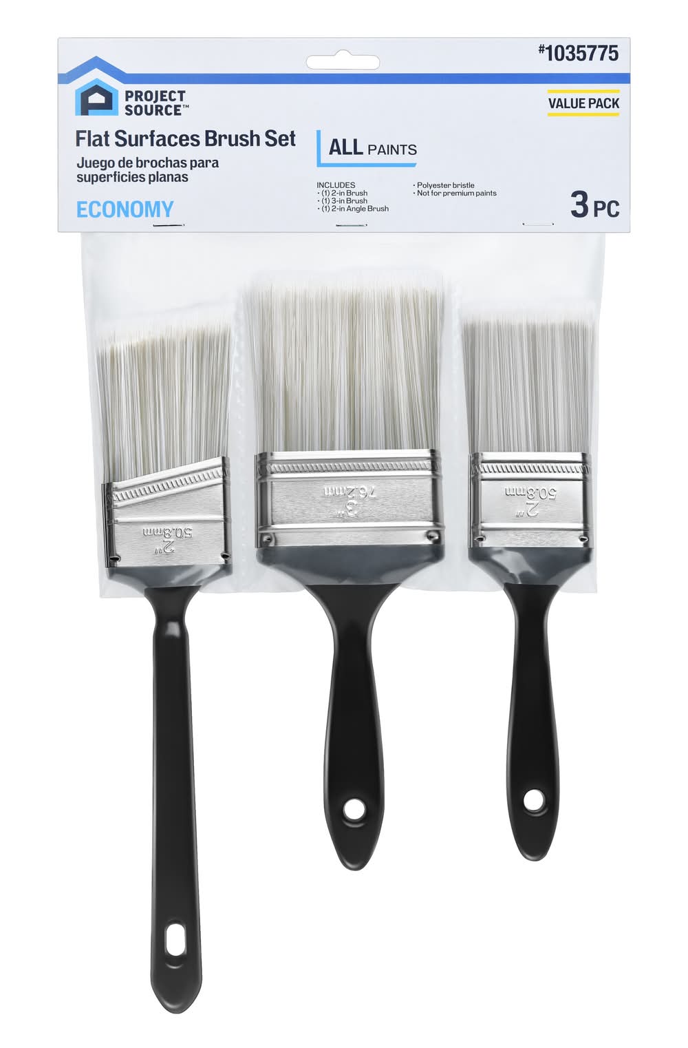 Project Source Multiple Sizes Assorted Multipurpose Brush 3 -Pack