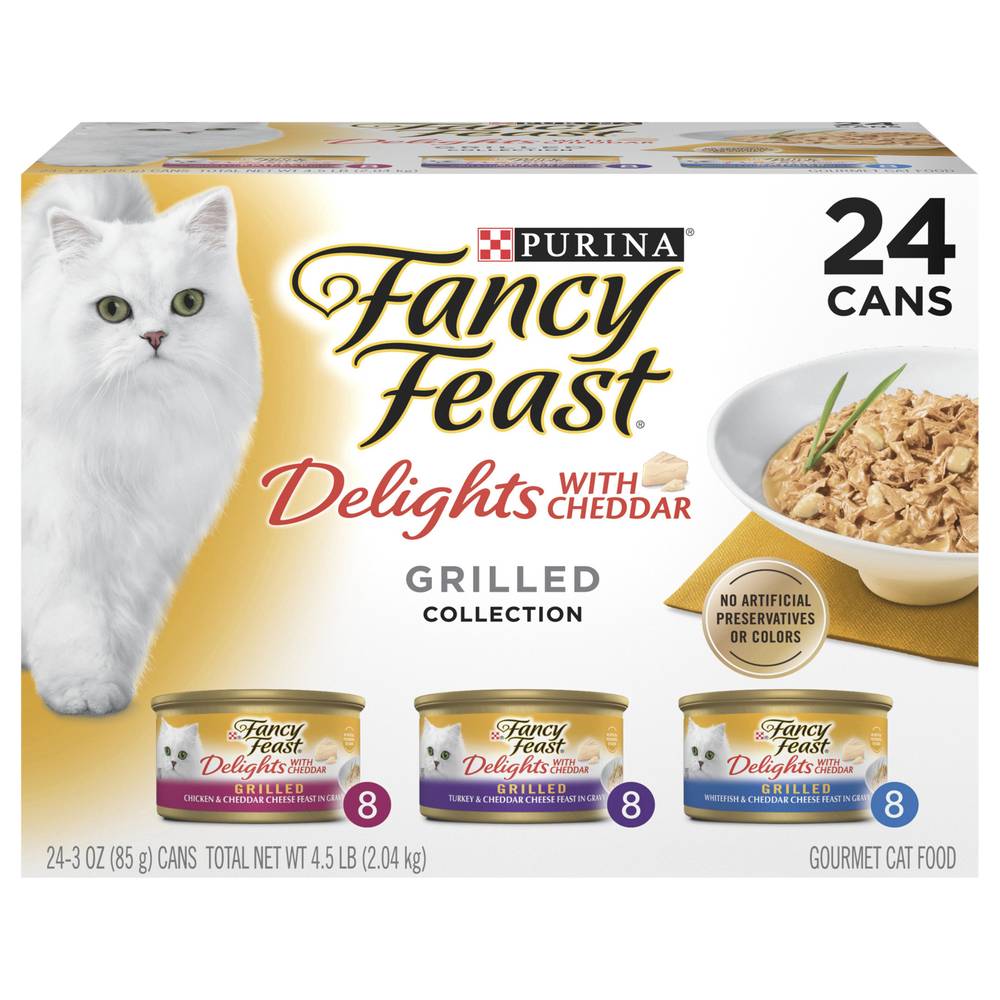 Purina Fancy Feast Delights With Cheddar Grilled Collection (3 oz, 24 ct)