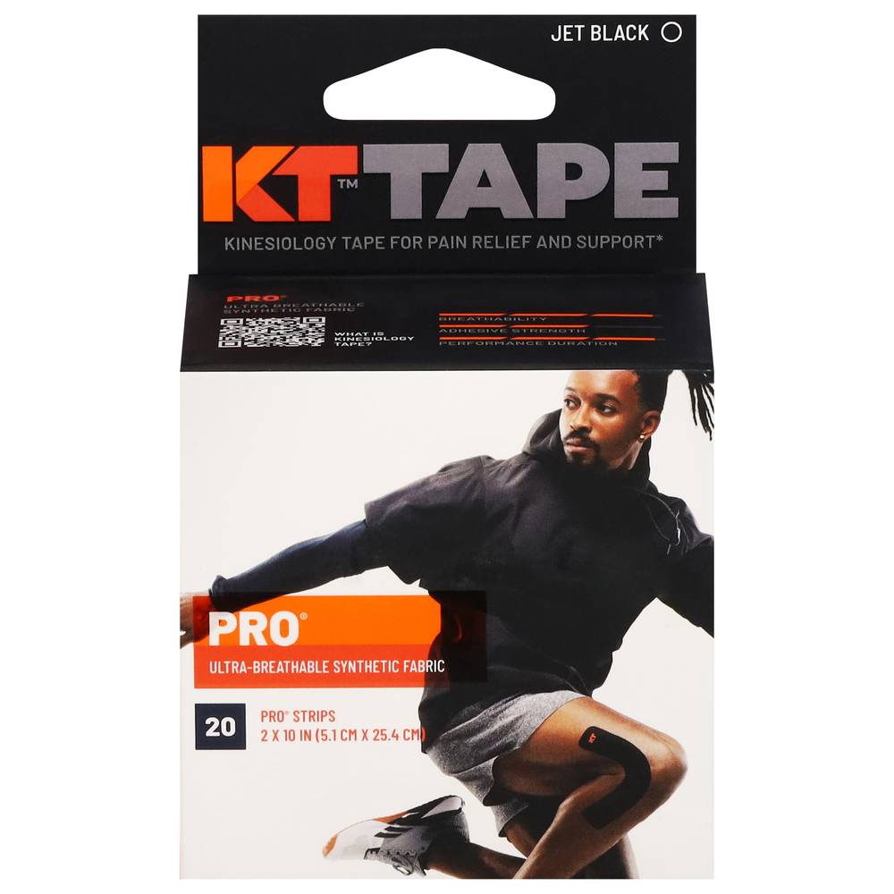 KT Tape Jet Black Strips Sports Tape (20 ct) (6.4 oz)