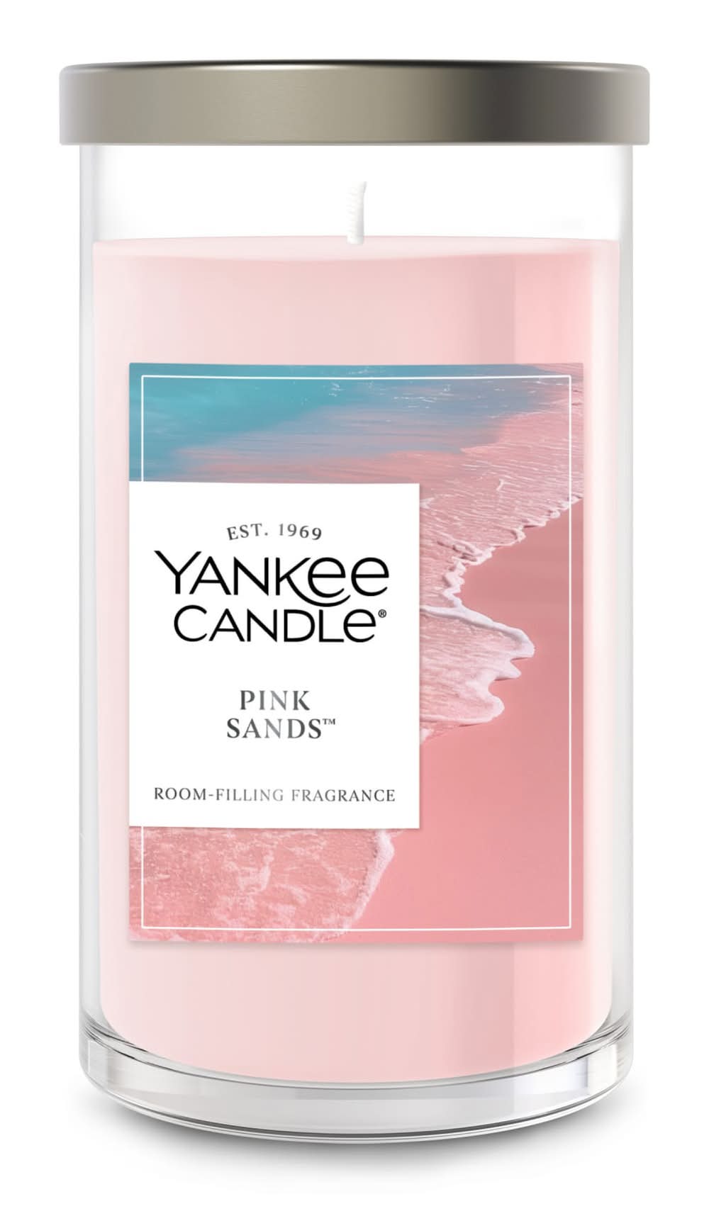 Yankee Candle Scented Pillar Candle, Pink Sands (14.25 oz)