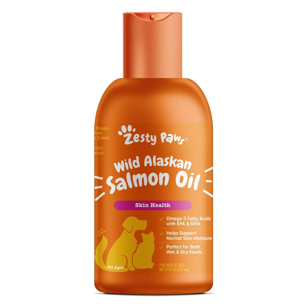 Zesty Paws Wild Caught Alaskan Salmon Oil for Dogs & Cats - 8 oz (Size: 8 Fl Oz)