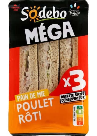 Sodebo - Sandwichs avec pain complet et poulet rôti et mayonnaise légère (3)