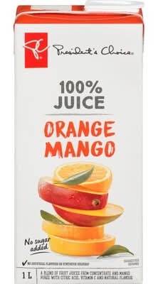President's choice jus de fruit 100 % - 100% fruit juice (1 l) (orange mango)