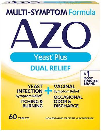 AZO Yeast Plus Dual Relief, Homeopathic, Tablets - 60.0 ea