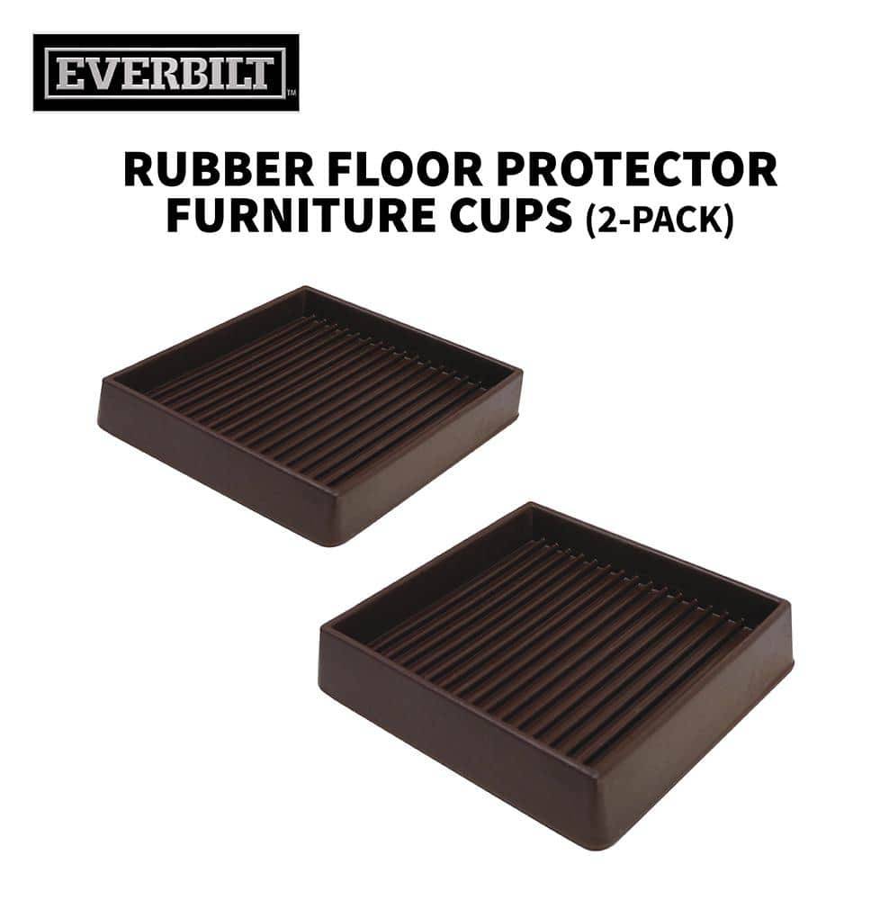 Everbilt Square Smooth Rubber Protector Furniture Cups Floors, 3 in, Brown (2 ct)