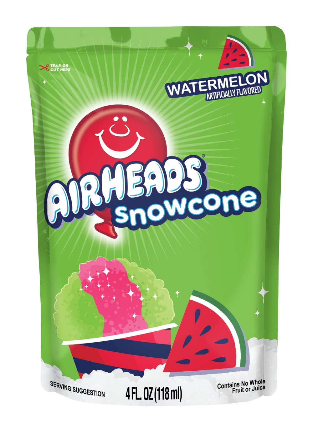 Airheads Snowcone Sour Watermelon Pouch, 6 oz