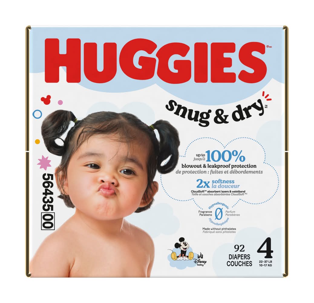 Huggies Snug & Dry Baby Diapers, Size 4 (92 ct)