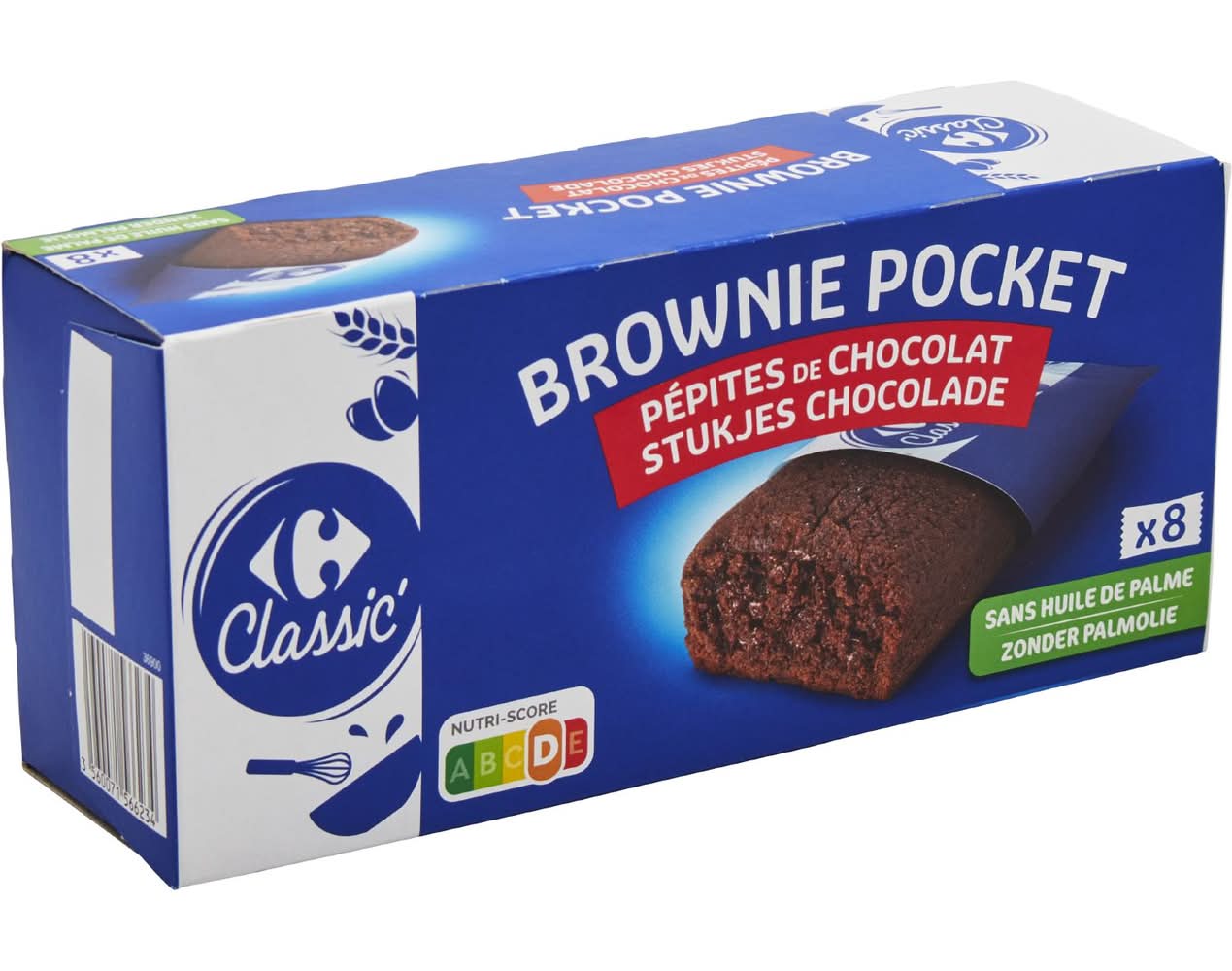 Carrefour Classic' - Brownie pocket, pépites de chocolat (8 x 30g)