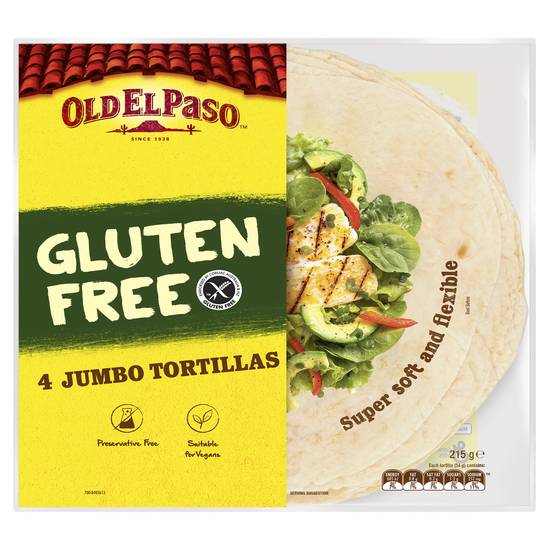 Old El Paso Gluten Free Jumbo Tortillas Burrito 4 pack 215g