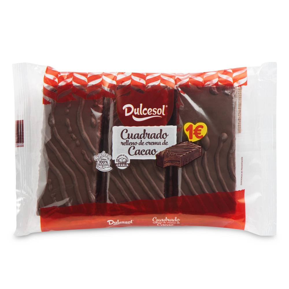 Cuadrados Rellenos De Cacao Dulcesol Bolsa 171 G