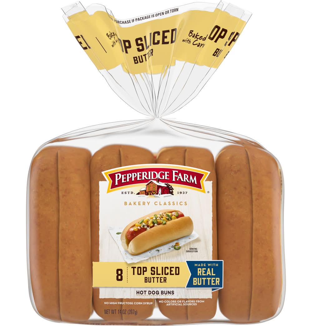 Pepperidge Farm Top Sliced Butter Hot Dog Buns (14 oz)