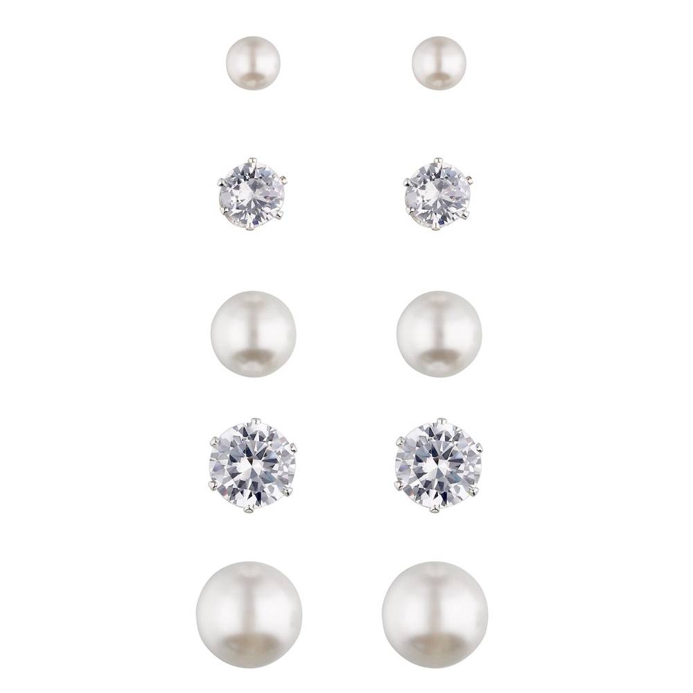 I Am Jewelry Earring Set Pearl, Female, White Silver (10 ct)