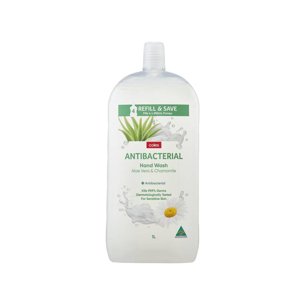 Coles Antibacterial Hand Wash Refill Aloe Vera & Chamomile 1L