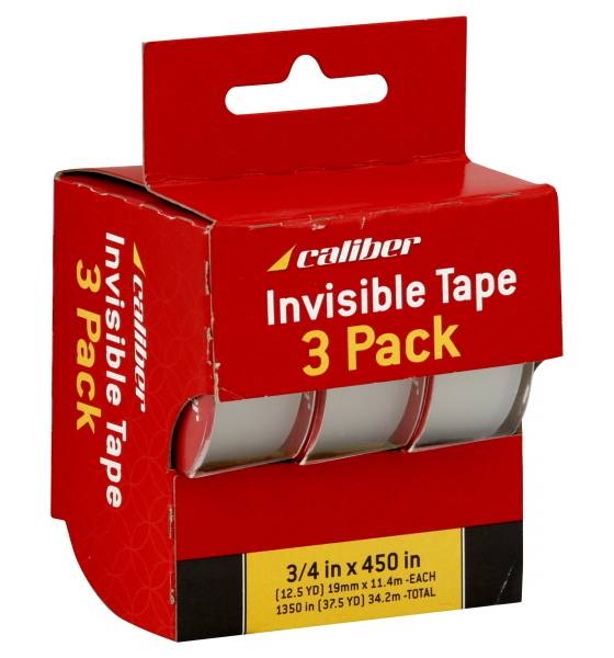Caliber Invisible Tape, 19mm*11.4m (3 ct)