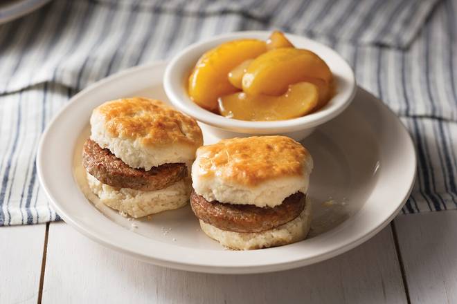 Meat Biscuits n' Hashbrown Casserole or Fried Apples
