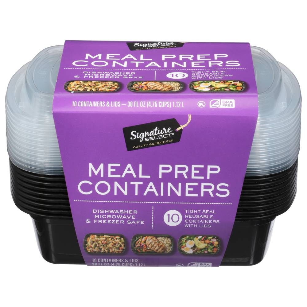 Signature Select Meal Prep Containers & Lids (10 ct)