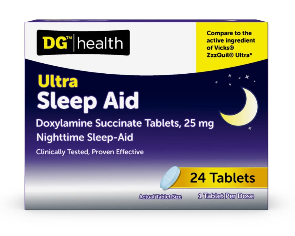 DG Health Night Time Sleep Aid Caplets 25 mg (24 ct)