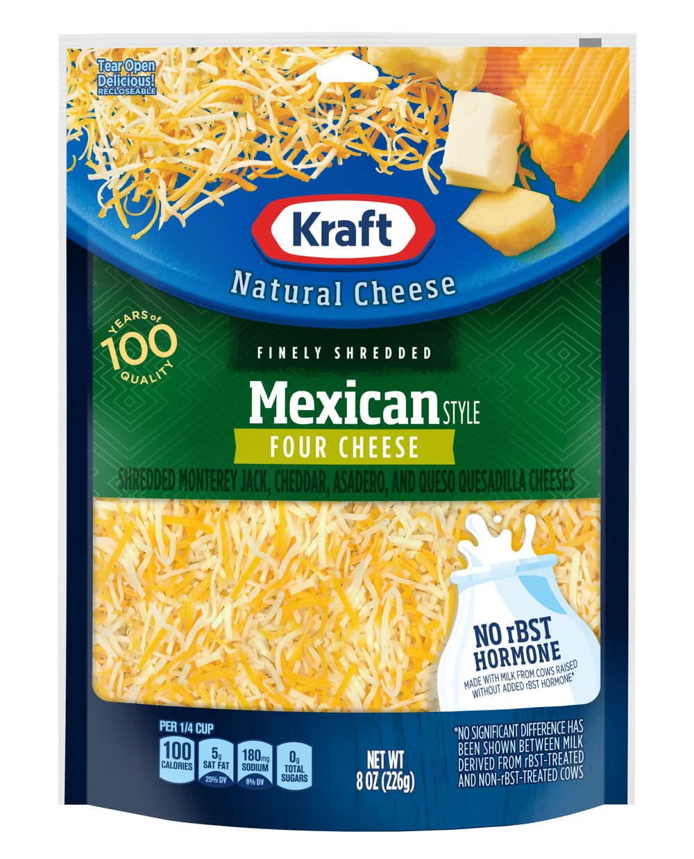 Kraft Finely Shredded Natural Four Cheese, Mexican Style (8 oz)