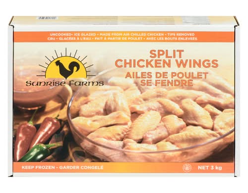 Sunrise Farms Frozen Chicken Wings Split Tip Removed