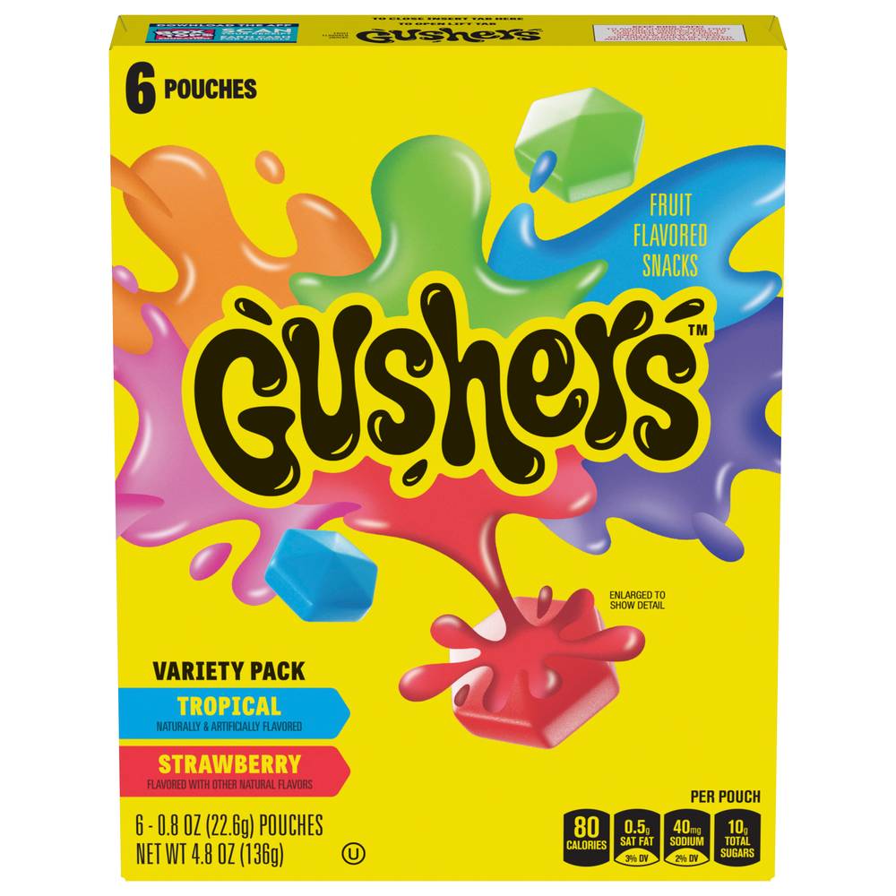 Gushers Fruit Snacks, Strawberry-Tropical (4.8 oz, 6 ct)