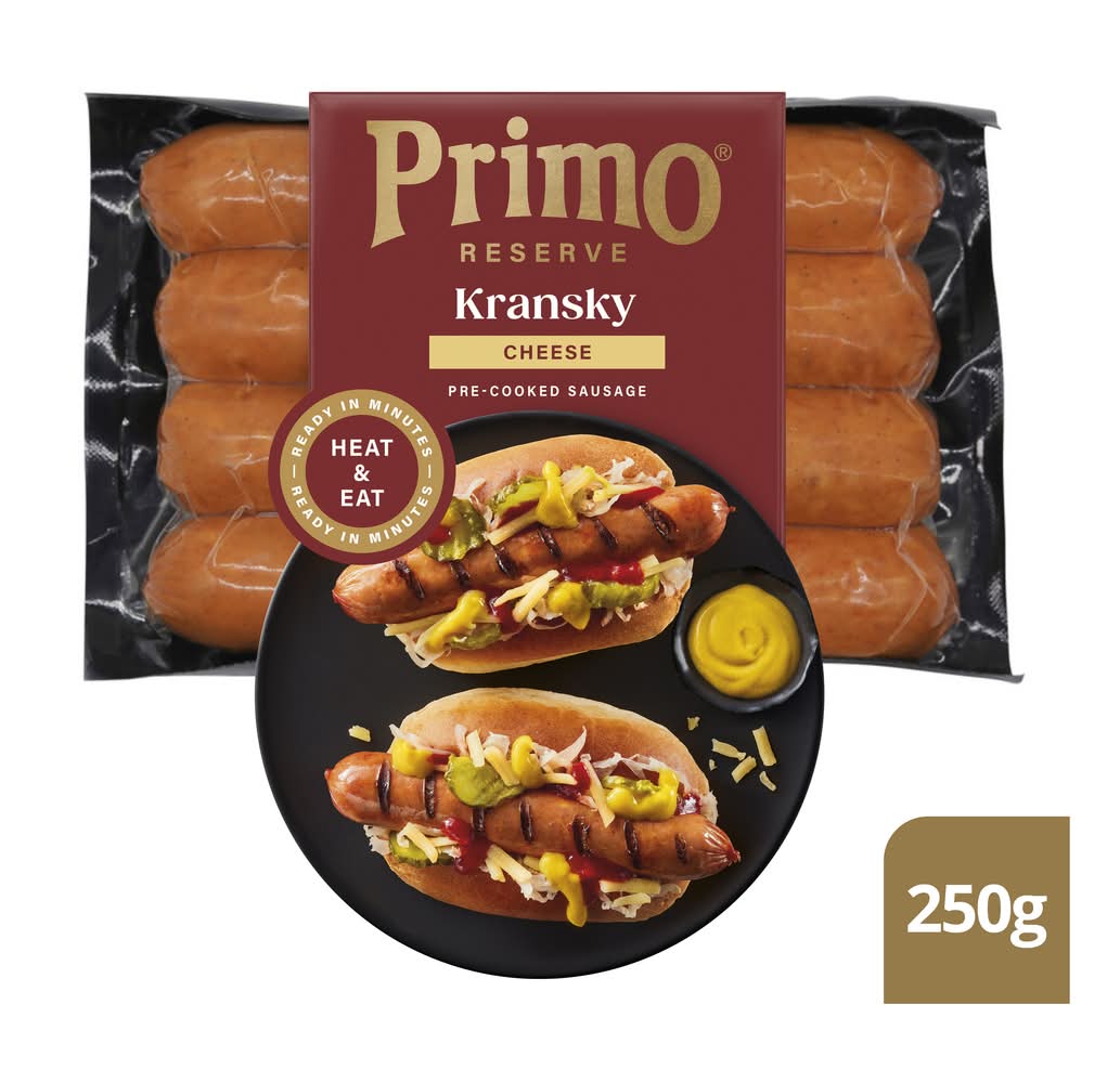 Primo Reserve Kransky Pre Cooked Sausages, Cheese (250g)