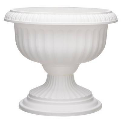 Southern Patio Dynamic Design 18 Inch Outdoor Home Resin Grecian Urn Versatile Planter Pot for Entryways and Backyard Patios, White