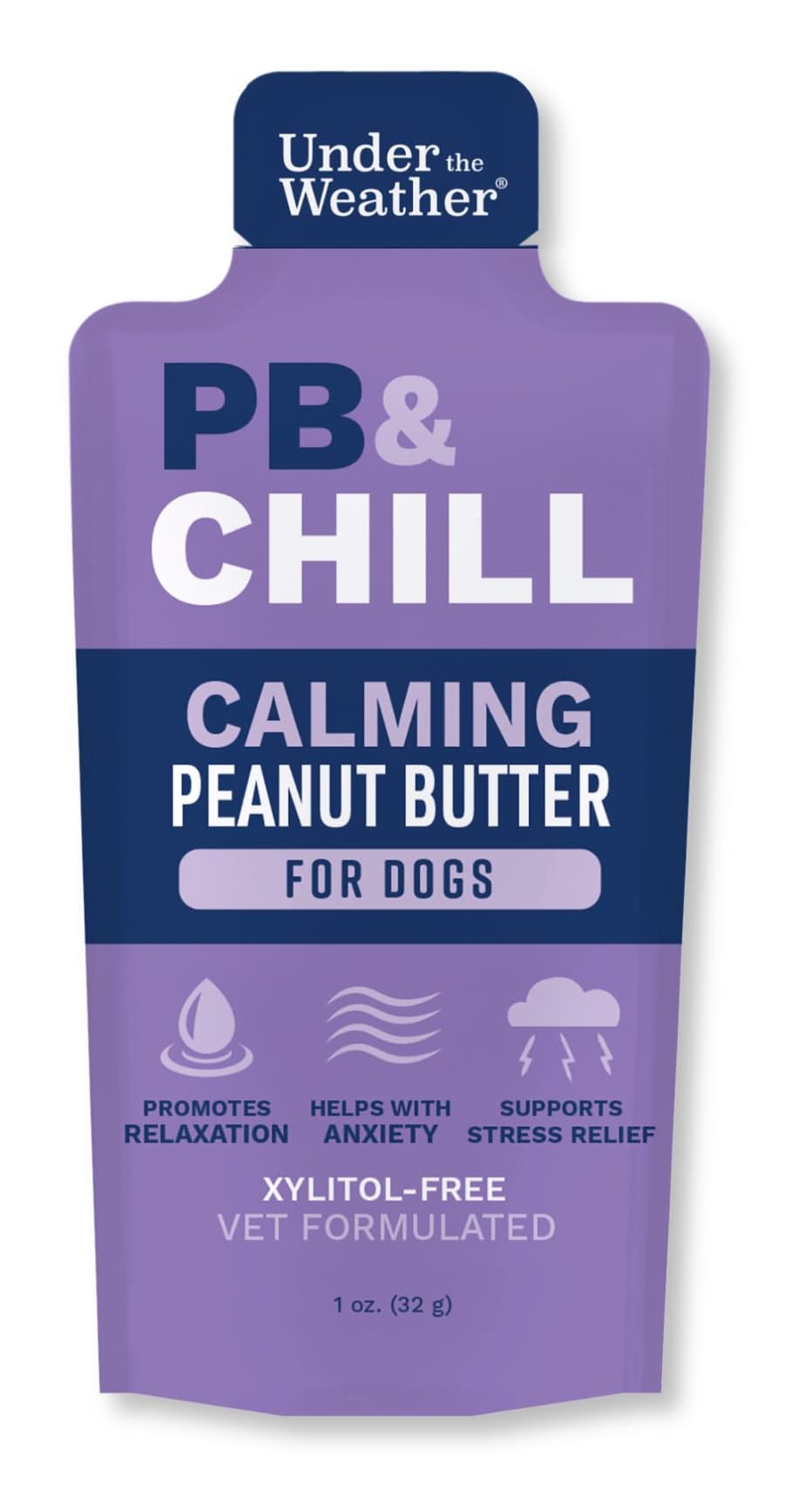 Under the Weather Dog PB & Chill Peanut Butter Calming Gel Supplement, Peanut Butter Flavor, 1-oz (Size: 1 Oz)