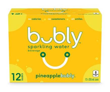 bubly Sparkling Water, Pineapple (12 x 355 ml)