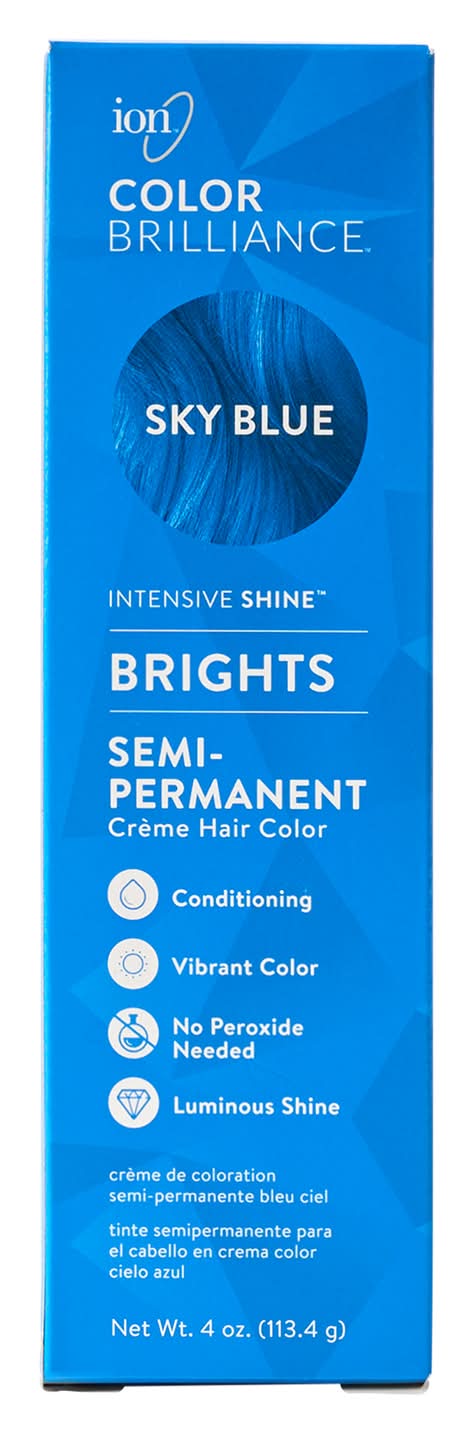 iON Brights Semi-Permanent Crème Hair Color, Sky Blue (4 oz)