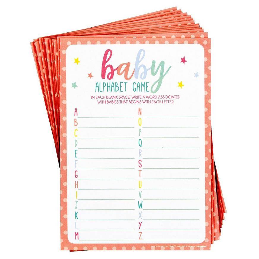 Party City Alphabet Baby Shower Game, 5" X 7" (24 ct)