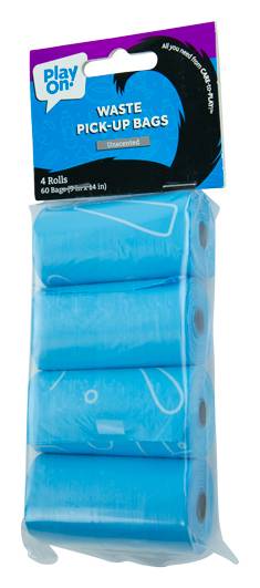 Play On Waste Pick-Up Bags 4 Rolls, 9 In * 14 In (60 ct)