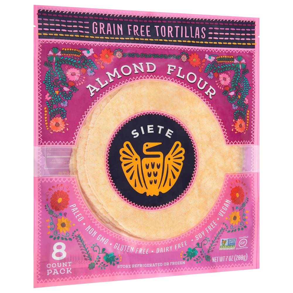 Siete Foods Grain Free Almond Flour Tortillas, (8 ct) (7 oz, 8 ct)