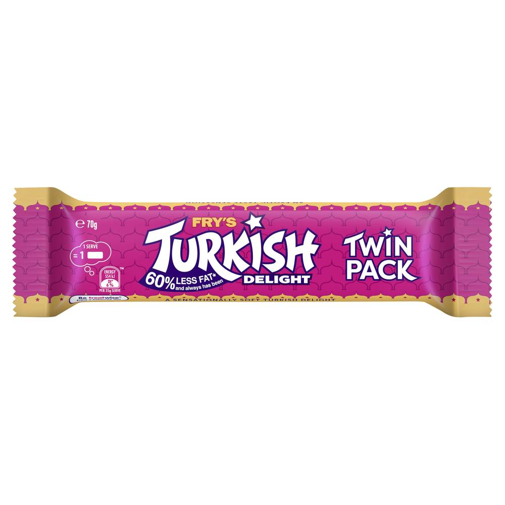 Fry's Milk Chocolate Bar Twin pack, Turkish Delight (70g, 2 pack)