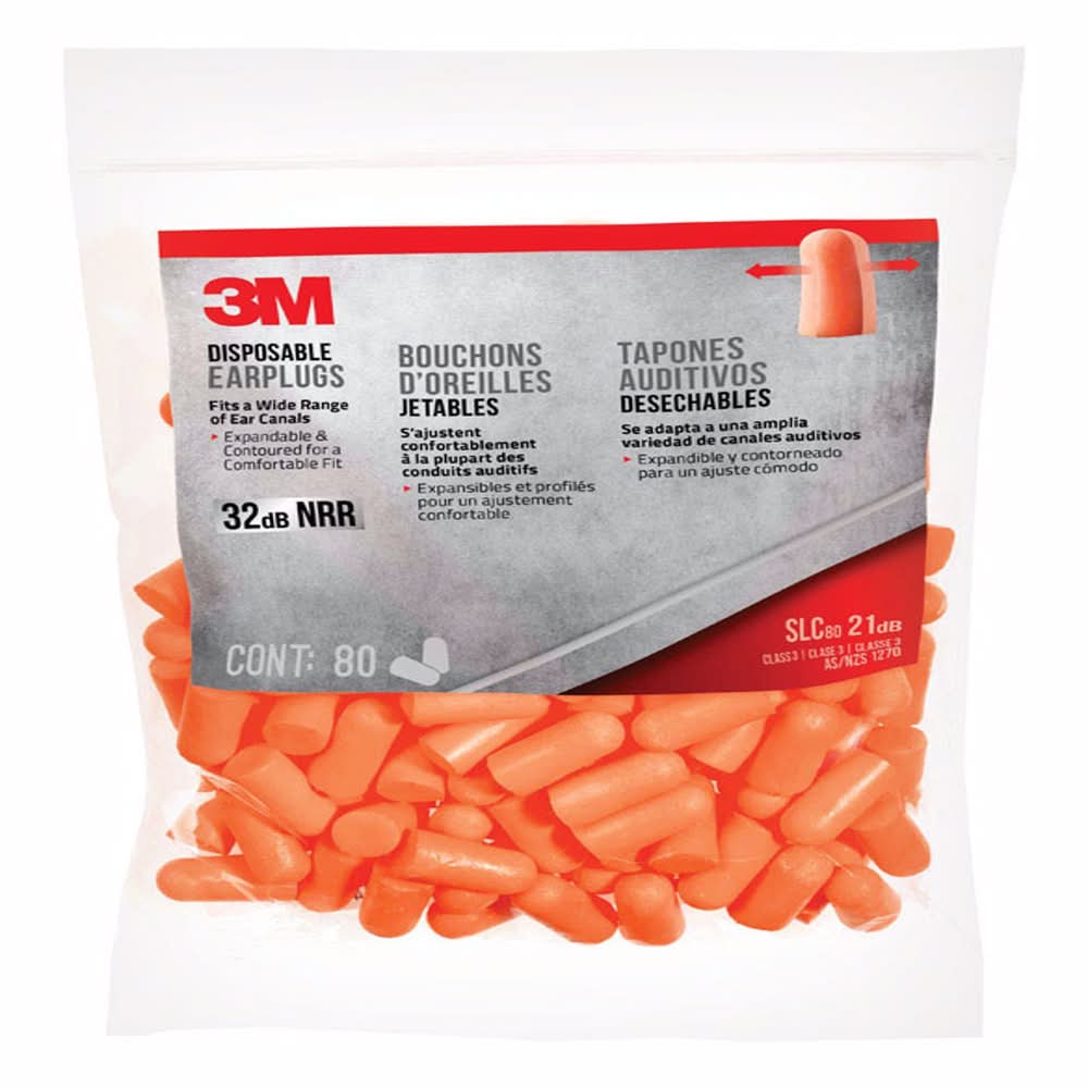3M 32 Db Soft Foam Earplugs Orange 80 Pair