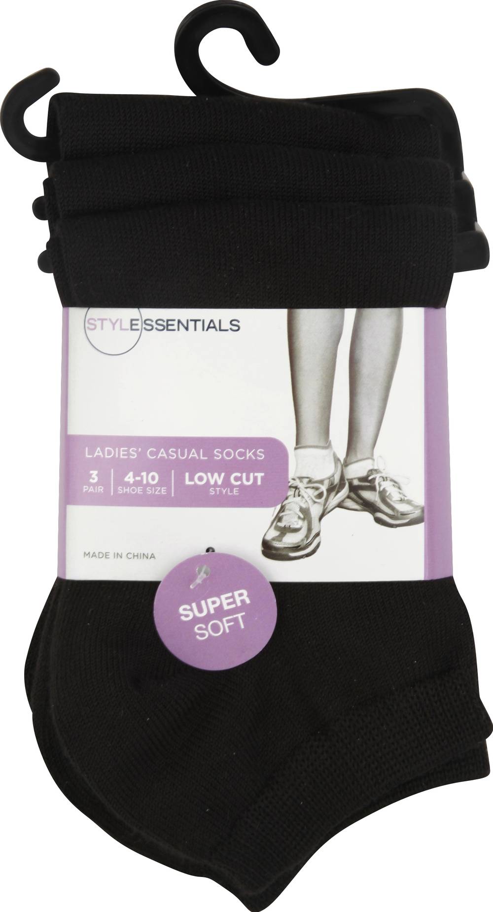 Style Essentials Socks, 4-10, Black (3 ct)