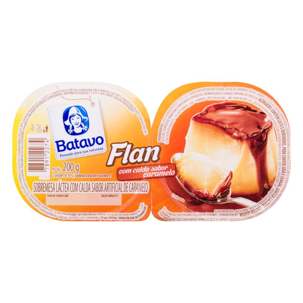 Batavo · Sobremesa láctea flan com calda sabor artificial de caramelo (2 un)