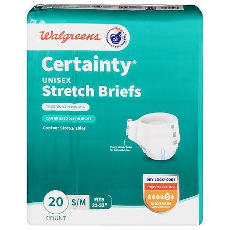 Walgreens Certainty Unisex Adjustable Incontinence Stretch Briefs With Tabs Small/Medium