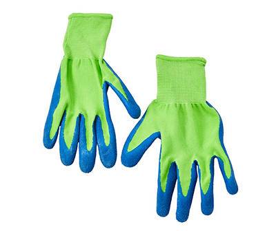 Youth Green & Blue Grip Garden Gloves