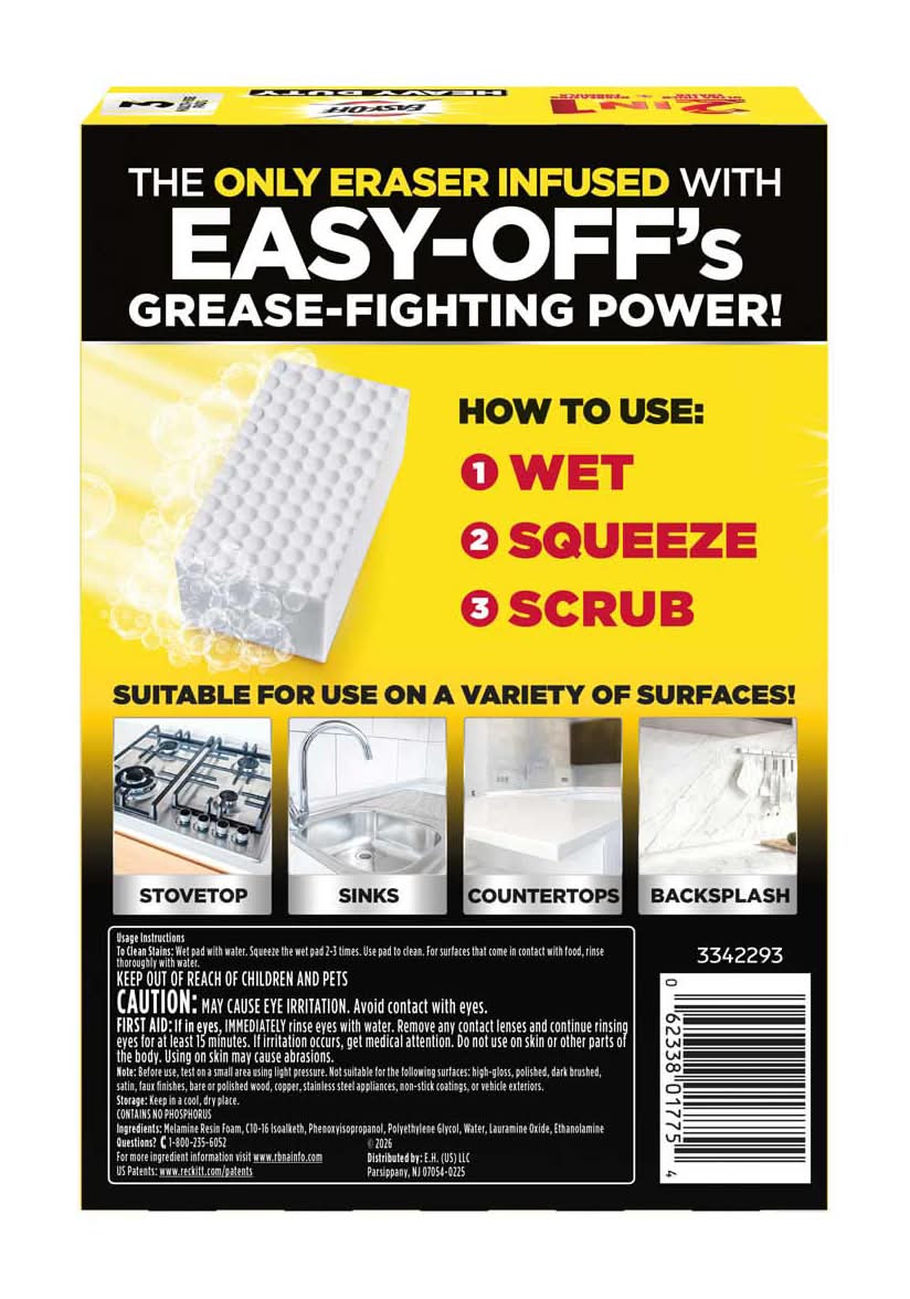Easy Off Heavy Duty Eraser With Degreaser 3 Ct