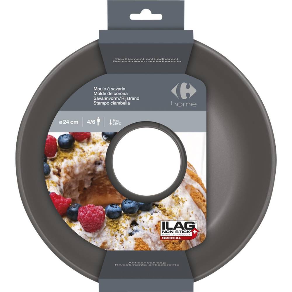 Carrefour Home - Moule à gâteau savarin en acier (24 cm)