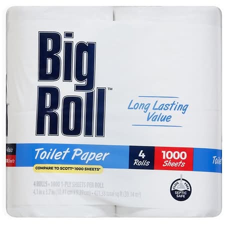 Big Roll Long Lasting Value Toilet Paper, 4.1x3.7 in (4 ct)