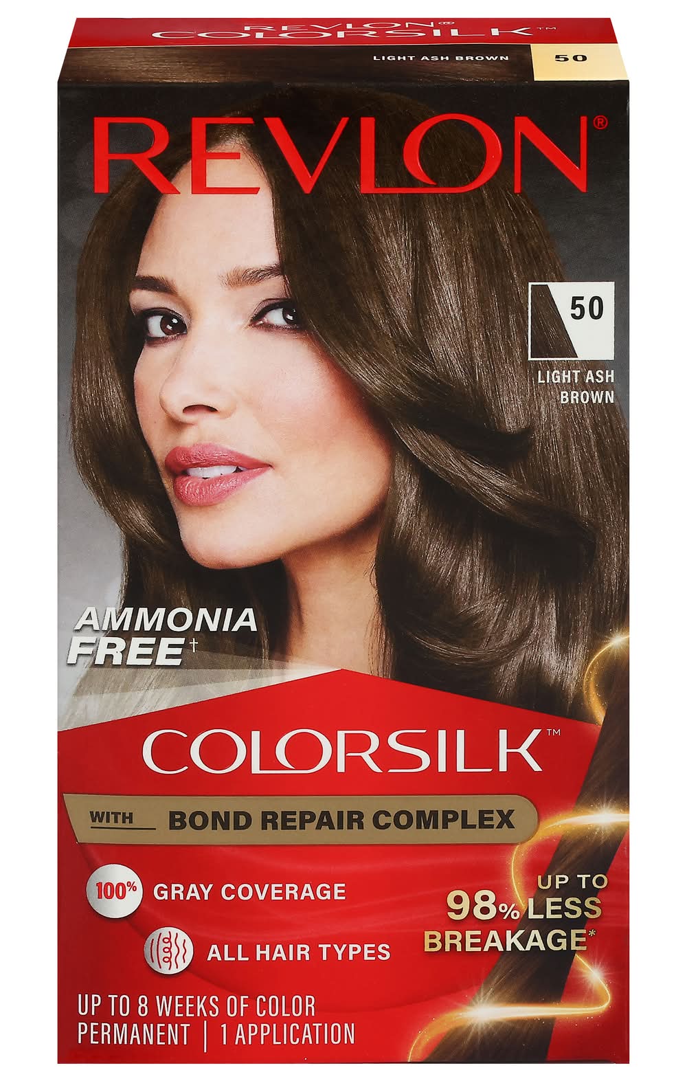 Revlon Colorsilk Permanent Hair Color, Light Ash Brown 50 (4.4 fl oz)