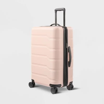 Open Story Hardside Checked Suitcase, M, Pink