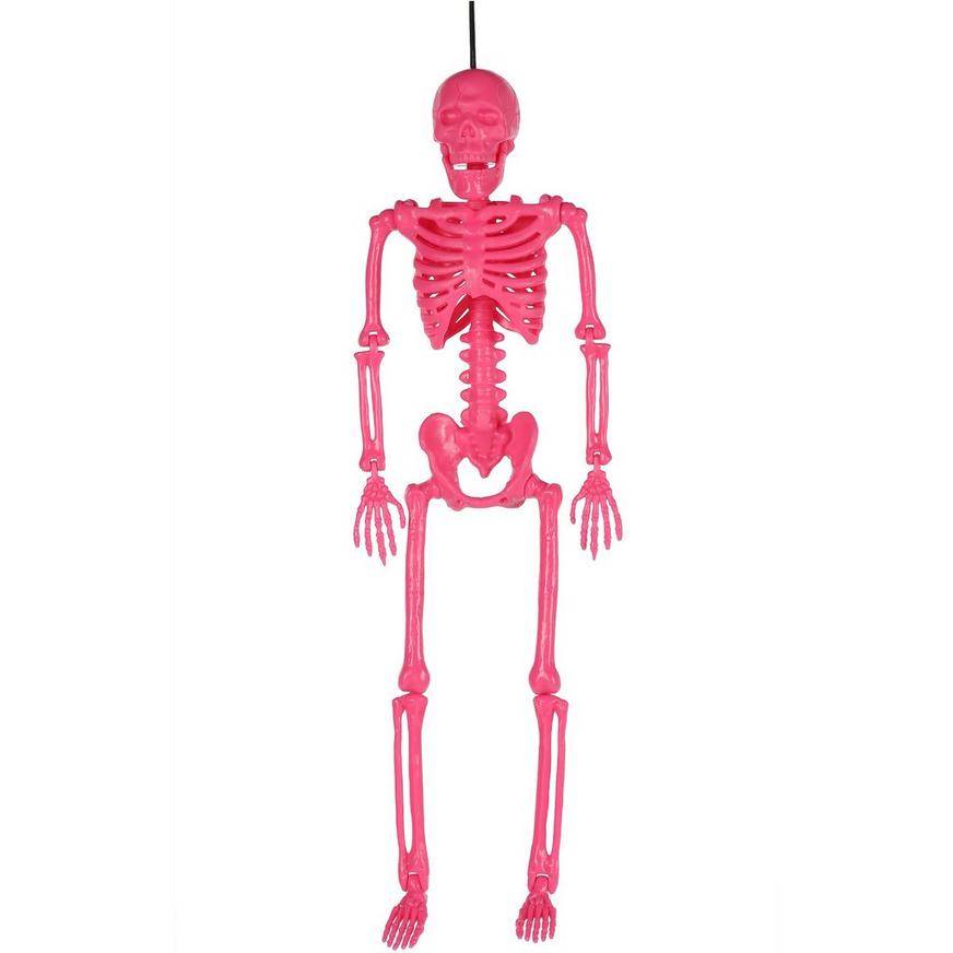 Party City Skeleton Hanging Decoration, 15.7 in, Pink