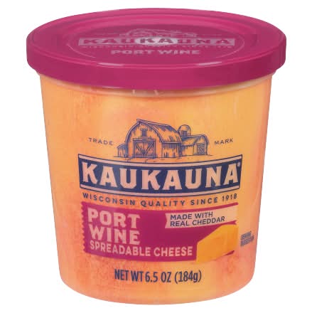 Kaukauna Spreadable Port Wine Cheese, Cheddar (6.5 oz)