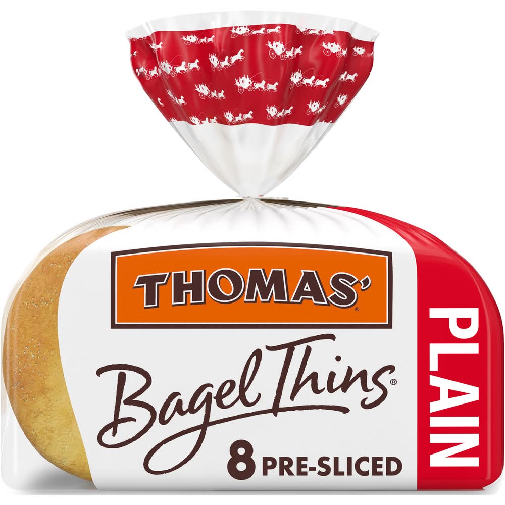 Thomas Pre Sliced Plain Bagel Thins (13 oz, 8 ct)