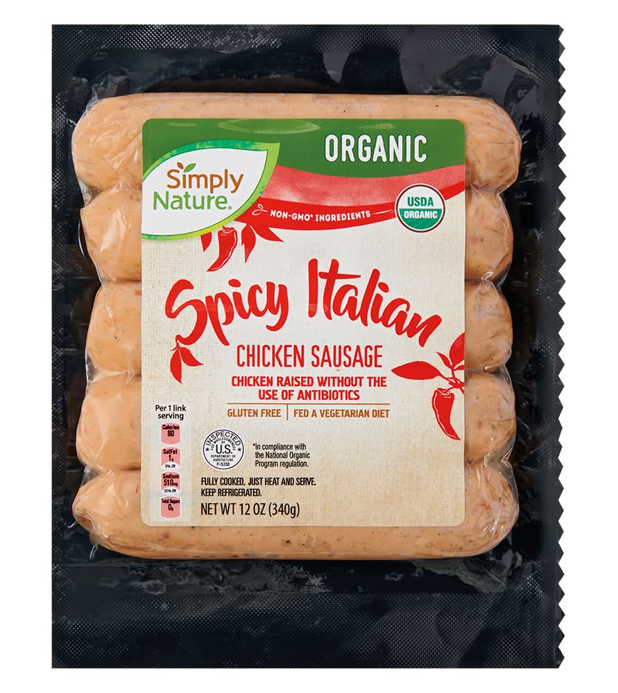 Simply Nature Organic Chicken Sausage, Spicy Italian (12 oz)