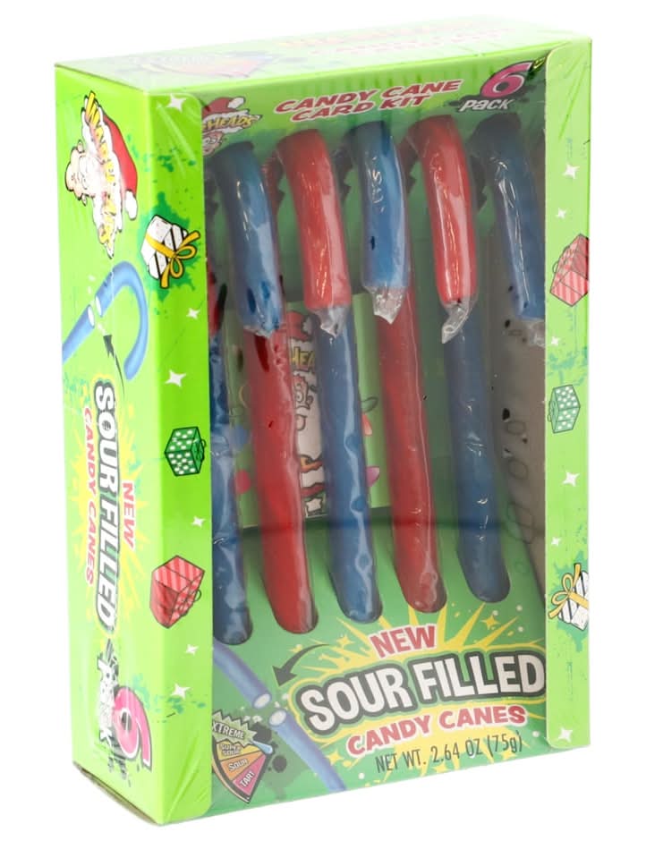 Warheads Candy Canes Card Kit, Blue Raspberry-Green Apple-Cherry (2.64 oz, 6 ct)