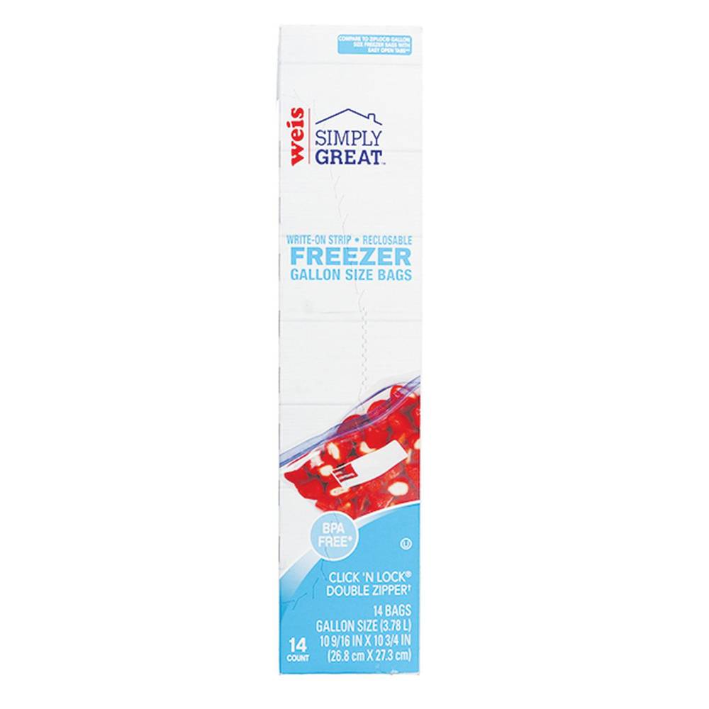 Weis Reclosbale Freezer Bags, Size 1 Gallon (14 ct)